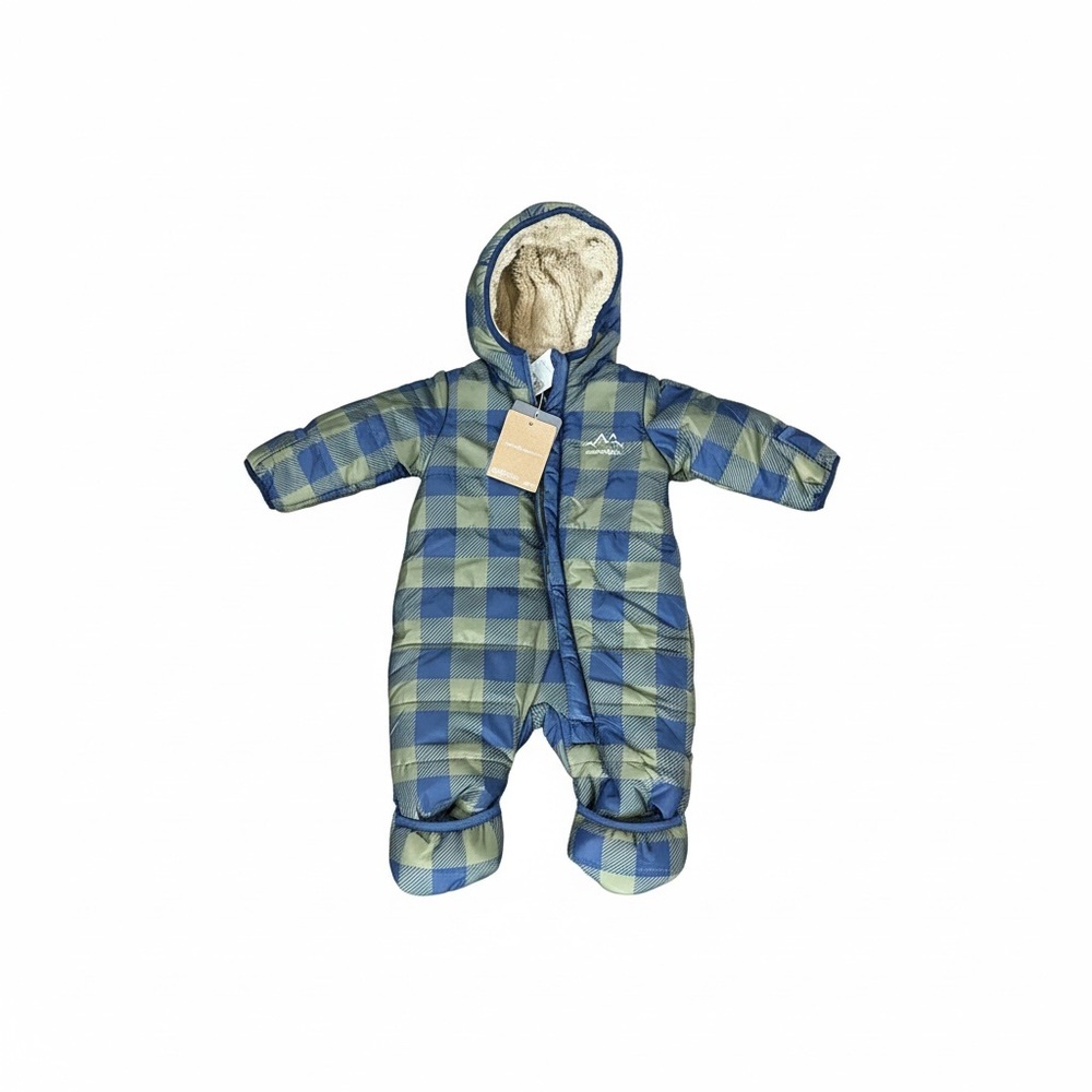 Eddie Bauer Kids Plaid Hooded Baby Snowsuit New Size 3/6M
